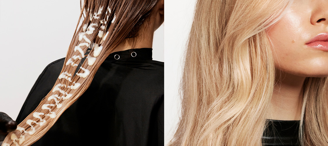 Wella Surreal Blonde applying the glaze